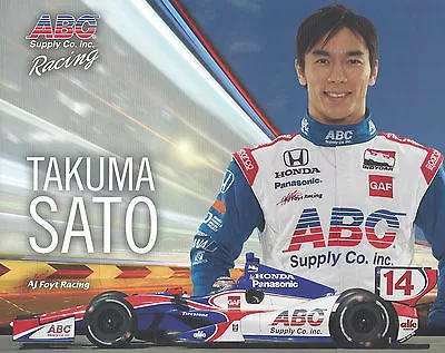 2014 Indy 500 Takuma Sato Japan Aj Foyt Racing Indycar 8 X10  Hero Card ! • $3.99
