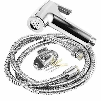 Chrome Muslim Shower Head And Hose Bidet Spray Tap For Toilet Hygienic Handheld • £6.98