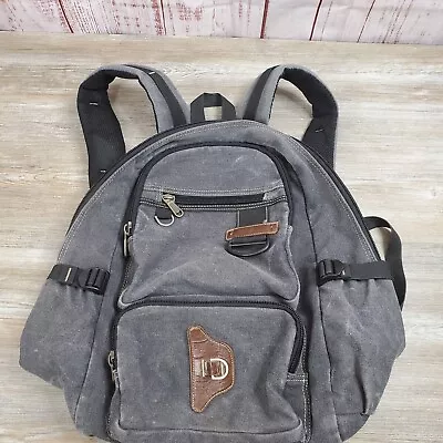 AOKING Backpack Gray Canvas Multi Compartment Fashion Hiking Casual Travel  • $29.95