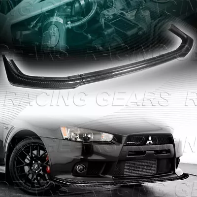 R-style Carbon Fiber Front Bumper Spoiler Lip Fit 08-15 Mits Evo X10 Evolution • $229.95