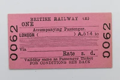 Railway Ticket One ... London To Blank BR (E) #0062 • £3