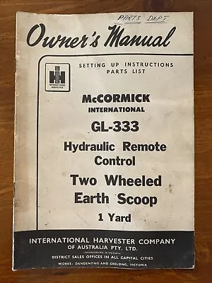 Owner’s Manual McCormick International GL-333 Hydraulic Remote Control Two Wheel • $27