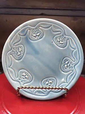 Vintage Rare McCoy Child’s Plate 1221 With Rabbit Design Easter Spring Aqua Blue • $24