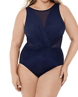 Miraclesuit Illusionist Palma One Piece Swimsuit Midnight Blue Size 24w Us • $72.50