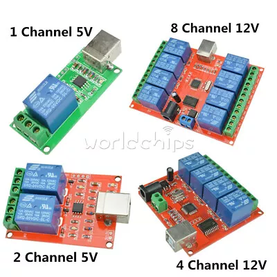 1/2/4/8Ch 5V 12V USB Relay Programmable Computer Control Relay For Smart Home • $7.88