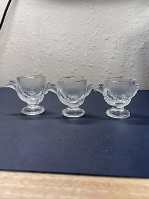 Set 3 Glass Chicken Rooster Nest Egg Cups Vintage Luminarc France Classic !￼ • $14.99