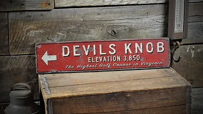 $495 • Buy Custom Devil's Knob Golf Destination Sign - Rustic Hand Made Wooden
