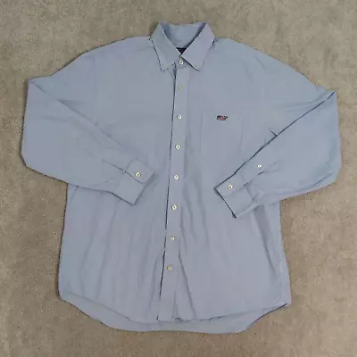 Vineyard Vines Mens Large Blue Button Down Long Sleeve Striped Tucker Shirt • $14.99