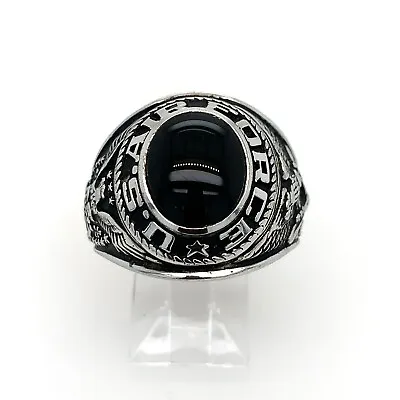 U.S. Air Force Crest Craft Black Onyx Signet Sterling Silver Men Ring SZ 10.25 • $250