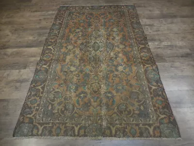 Vintage Anatolian Geometric Turkish Area Rug Vegetable Dy Hand-knotted 3.10x6.2 • $0.99