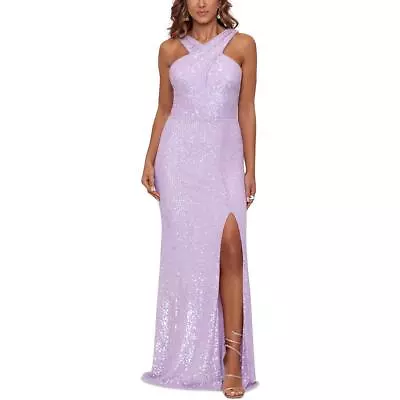 Xscape Womens Purple Sequined Long Formal Evening Dress Gown 4 BHFO 4387 • $27.99