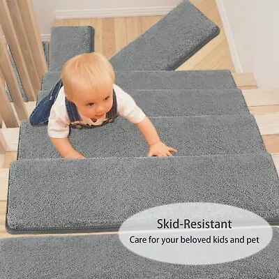 PURE ERA Bullnose Carpet Stair Treads Non-Slip Self Adhesive Ultra Plush Soft • $85.99