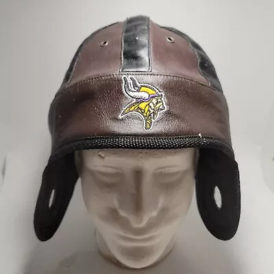 Minnesota Vikings Football Helmet Hat Cap Vintage Style Faux Leather NFL Reebok • $19.95