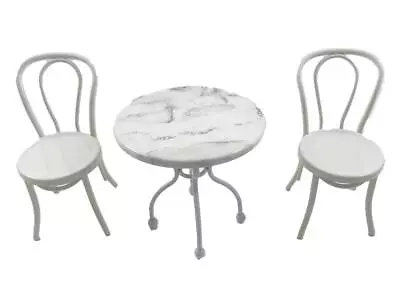 Dollhouse White Marble Bistro Table Set Miniature Garden Patio Furniture 1:12 • $29.99