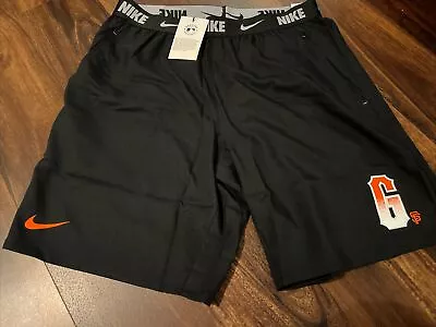 New Mens Nike San Francisco Giants Shorts Black Orange Size XL • $40