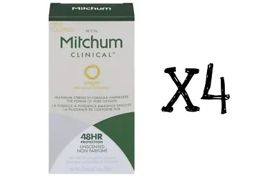 4 X Mitchum Men Clinical Unscented Soft Solid Antiperspirant Deodorant 1.6 Oz • $64.24