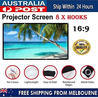 $32.99 • Buy Portable Foldable Projector Screen Outdoor Home Movie Cinema Theater 16:9 HD 3D