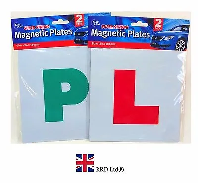 £3.94 • Buy 4 X MAGNETIC L & P PLATES Learner Driver Exterior Car Secure Safe Sign Plate UK