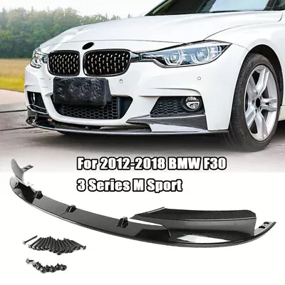 Car Front Bumper Spoiler Lip For 2012-2018 BMW F30 3 Series M Sport Carbon Fiber • $56