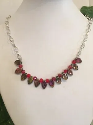 Crystal Leaf And Berry Necklace Handmade . Elven Spirit Jewellery • $37.90