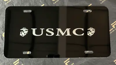 USMC Marine Corp HOORAH Gloss Black Laser Engraved License Plate • $39.88