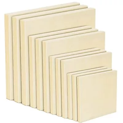12 Pieces Wood Canvas Board Unfinished Wood Cradled Painting Panels Boards Dr... • $35.24
