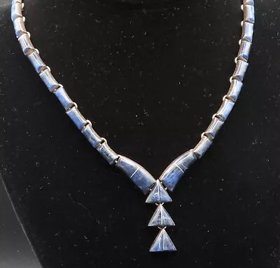 MEXICO 925 Silver - Vintage Multi Shape Sodalite Y Drop Necklace - NE3927 • $141.15