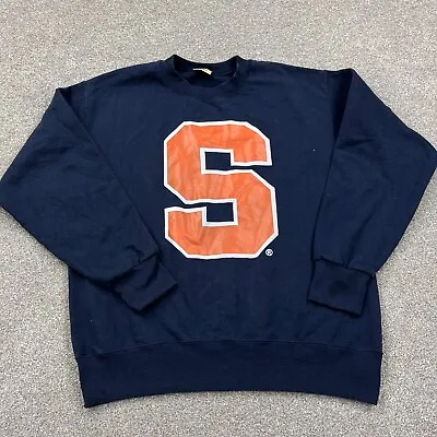 Syracuse Sweatshirt Men Medium Blue Crew Neck Sweater Big Logo Adult Y2K VTG * • $19.91