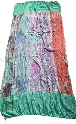 Vismaya Scarf 100% Silk 72x36” WOW! Art Multicolor Sarong Shawl Pom Pom Vintage • $25