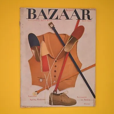 Vintage Harper’s Bazaar Magazine | March  1949 | American Spring Fashions • $80