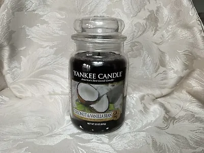 Yankee Candle “Coconut & Vanilla Bean” Large 16 Pour White D/F Label From USA • £29.95