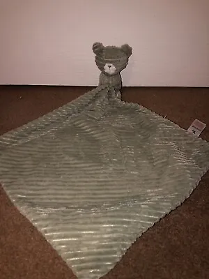 Tu Corduroy Green Grey Teddy Bear Baby Comforter Blanket Blankie Soft Toy • £8.50