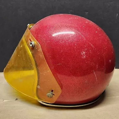 Vintage Arthur Fulmer Af-20 Red Metal Flake Motorcycle Helmet W/ Face Shield • $99.99