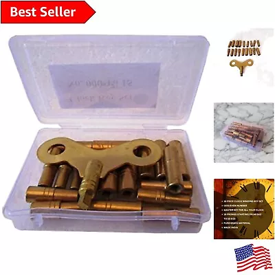 18 Piece Brass Clock Winding Key Set - Box End Head Style Polished Finish • $53.19