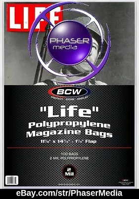 BCW Life Magazine Bags (20 SINGLE BAGS) 11-1/8  X 14-1/4  Non-Sealing 1-MAG-L • $12.95