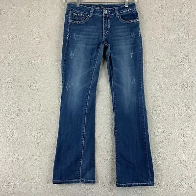 Miss Chic Bootcut Leg Jeans Women's 30x32 Blue Medium Wash Low Rise Embellished • $18.95