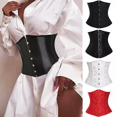 Steel Boned Cincher Lace-Up Underbust Waist Trainer Corset Body Shapers Bustier • £7.99