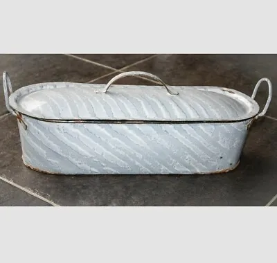 $95 • Buy Vintage FISH Poacher Enamelware Baking Pan Dutch Enamel Oval RARE Vispan