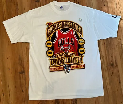 Vintage Chicago Bulls 1996 Championship T Shirt Greatest Team Ever Mens Sz L NEW • £69.99