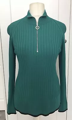 Ladies Marks & Spencer M&s Autograph Sea Green Fitted Fine Ribbed Jumper Size 14 • £9.95