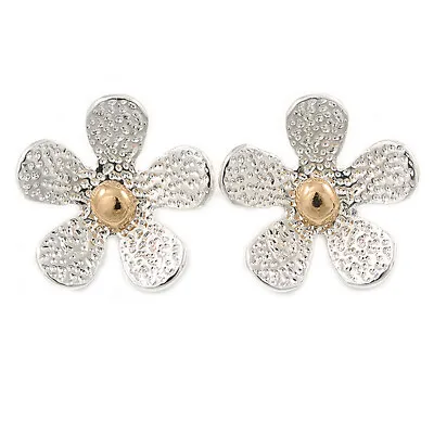 £10.20 • Buy Two Tone Textured Daisy Stud Earrings - 25mm D