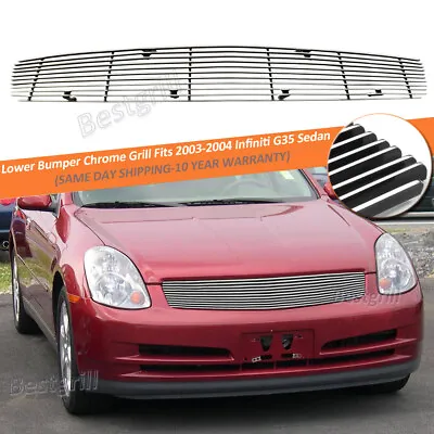 Grille Fits 2003-2004 Infiniti G35 Sedan Main Upper Front Polished Billet Grill • $62.99