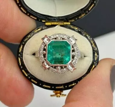 Vintage Art Deco 4.5Ct Green Asscher Cut CZ Wedding Engagement Ring 925 Silver • $113.90