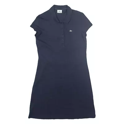 LACOSTE Polo Shirt Womens T-Shirt Dress Blue Short Sleeve Knee Length M • £28.99