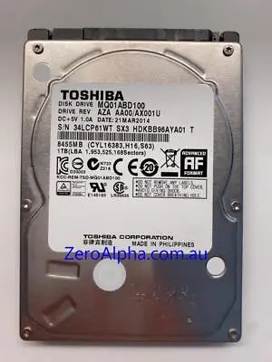 MQ01ABD100 Toshiba Donor Hard Drive AX001U 21MAR2014 • $249