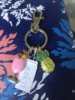 J.Crew Pineapple Drink Enamel Keyring Keychain Goldtone -NEW! • $9.99