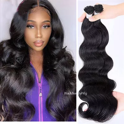 Body Wave I Tip Human Hair Extension Long Wavy Brazilian Stick I Tip Hair 100Pcs • $83.70