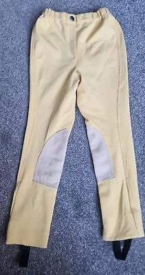 Childs Le Beau Cheval Jodhpurs 7-8 Years Long In Corn Beige Elastic Waist • £18.95