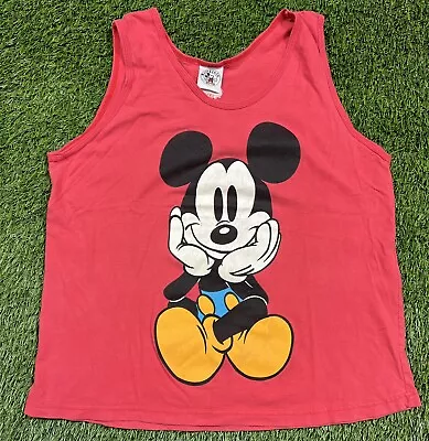 VTG 90's Mickey & Co Disney Mickey Mouse Tank Top Women's SZ 1X Faded Pink • $13.99