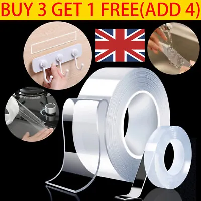 Nano Double Sided Tape Heavy Duty Strong Stick Mounting Gel Tape Poster Adhesive • £3.29